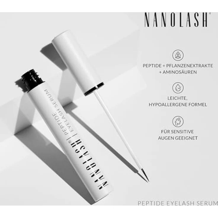 Nanolash Wimpernserum 5 ml, Peptidbasiertes Serum für längere und dichtere Wimpern, hypoallergen und ohne Hormone – Bild 5