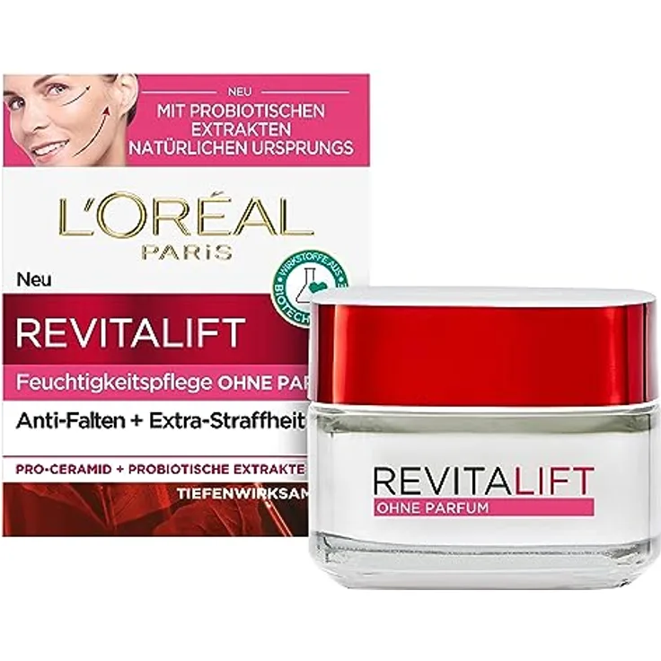 L'Oréal Paris Revitalift Feuchtigkeitspflege Ohne Parfüm für Frauen: mildert Falten und lässt die Haut jugendlicher wirken mit Pro-Retinol & probiotischen Extrakten, 50ml