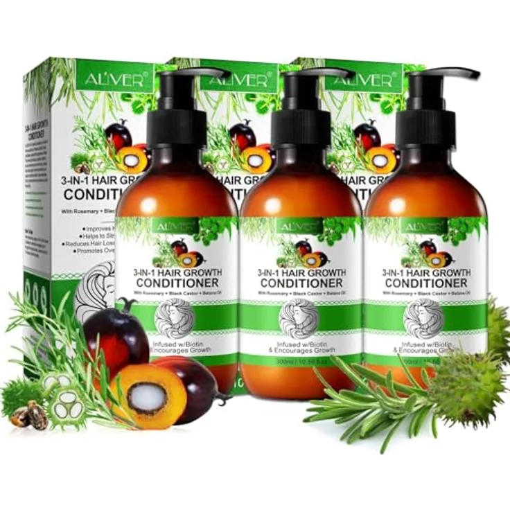 P-BEAUTY 3-IN-1 Hair Growth Conditioner & Spülung 3 x 300ml - pflegende Spülung für gesundes glänzendes Haar Haardichte Haarwachstum & Haargesundheit - mit Rosmarin, Schwarzem Rizinus und Batana Öl - von P-Beauty Cosmetic Accessories