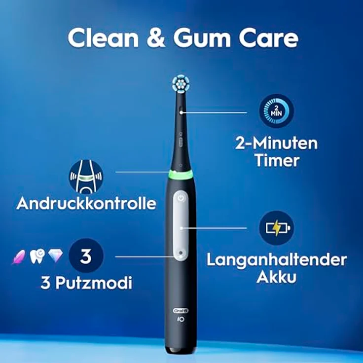 Braun Oral-B iO Series 3 Plus Edition, Elektrische Zahnbürste mit 3 Aufsteckbürsten, 3 Putzmodi, Schwarz – Bild 6