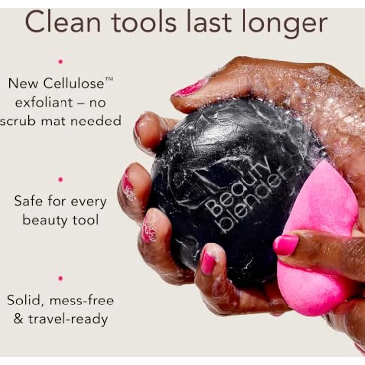 beautyblender® Tool Scrub Charcoal, fester Reiniger für Make-up Schwämme und Pinsel, 150 g, desinfizierend und lebensdauerverlängernd – Bild 2