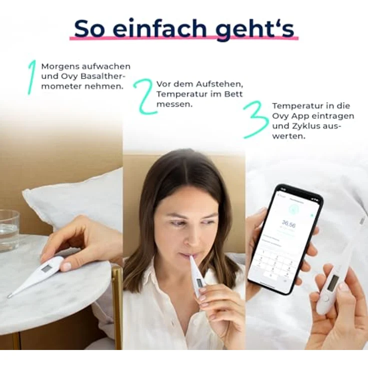 Ovy Basalthermometer, 1 Stk, zur Zykluskontrolle mit App (iOS & Android) von Ovy / Kinderwunsch, Baby Fieberthermometer oder hormonfreies Leben – Bild 4