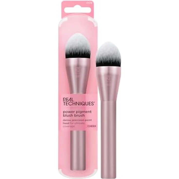 Real Techniques Power Pigment Blush Makeup Brush, Cheek Brush For Liquid & Cream Blush, Dense, Synthetic Bristles, Unique Pointed Shape For Precise Application, Vegan & Cruelty Free, 1 Count – Bild 1