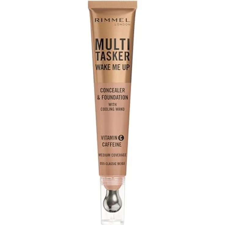 Rimmel Multi-Tasker Wake Me Up Concealer, Hautverjüngung, hochpigmentiert, Farbton 55 Classic Beige, 20 ml