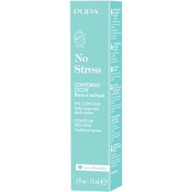 Pupa No Stress Augenkontur 15 ml, Anti-Taschen und Augenringe, 90% natürliche Inhaltsstoffe, kühlend und komfortabel – Bild 2