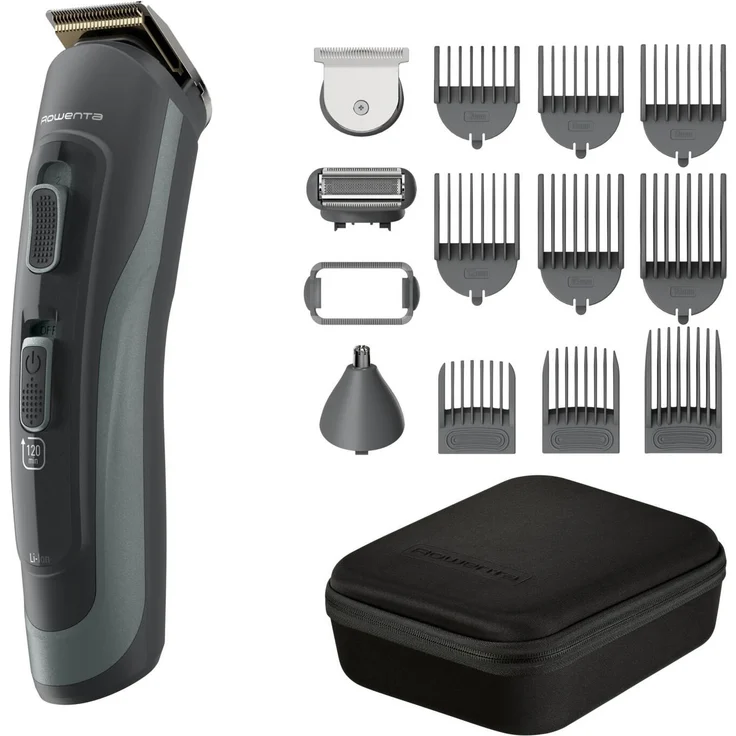 Rowenta Selectium TN9444E0 Haartrimmer, 15 Schnittstufen, Wasserfest, Lithium-Ionen Akku für bis zu 120 Minuten Betriebsdauer, Grün, Grau