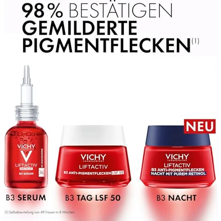 VICHY Liftactiv B3 Anti-Pigmentflecken Retinol Nachtcreme, Regenerierend und straffend, mit Vitamin B3 und purem Retinol, 50 ml – Bild 2
