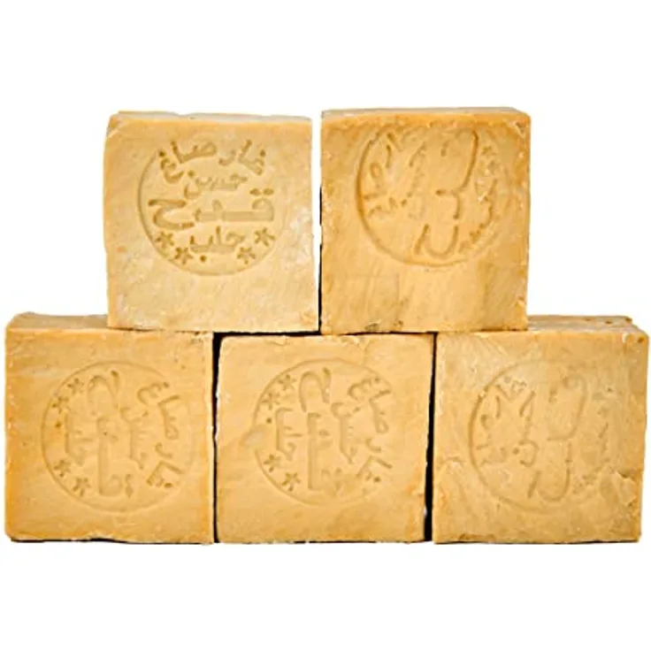 Carenesse Aleppo Seifen Paket, traditionell 5 Stück 85% Olivenöl & 15% Lorbeeröl, handgemachte Naturseife, vegan, ca. 900-950g