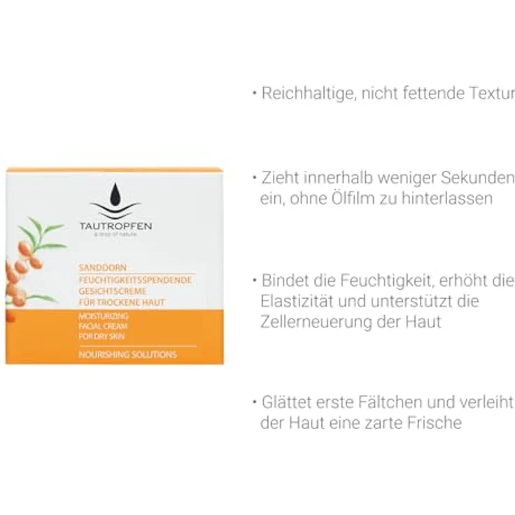 Tautropfen Nourishing Sanddorn Feuchtigkeitsspendende Gesichtscreme 50 ml – Bild 2