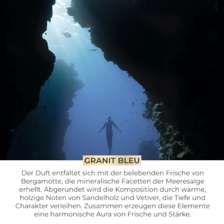 Yves Rocher GRANIT BLEU Geschenkset für Männer, Eau de Toilette 100 ml & festes Duschgel 100 g, maritime Frische mit Meeresalgen & Sand-Vetiver – Bild 3