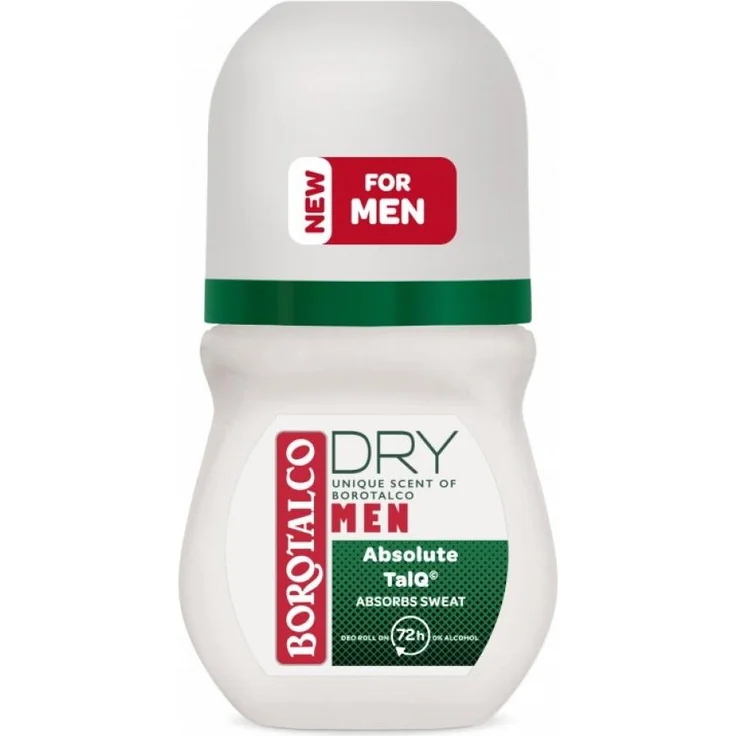 Borotalco MEN Dry, Deo Roll On mit einzigartigem Duft, 50 ml, alkoholfrei, langanhaltender Schutz gegen Schweißbildung