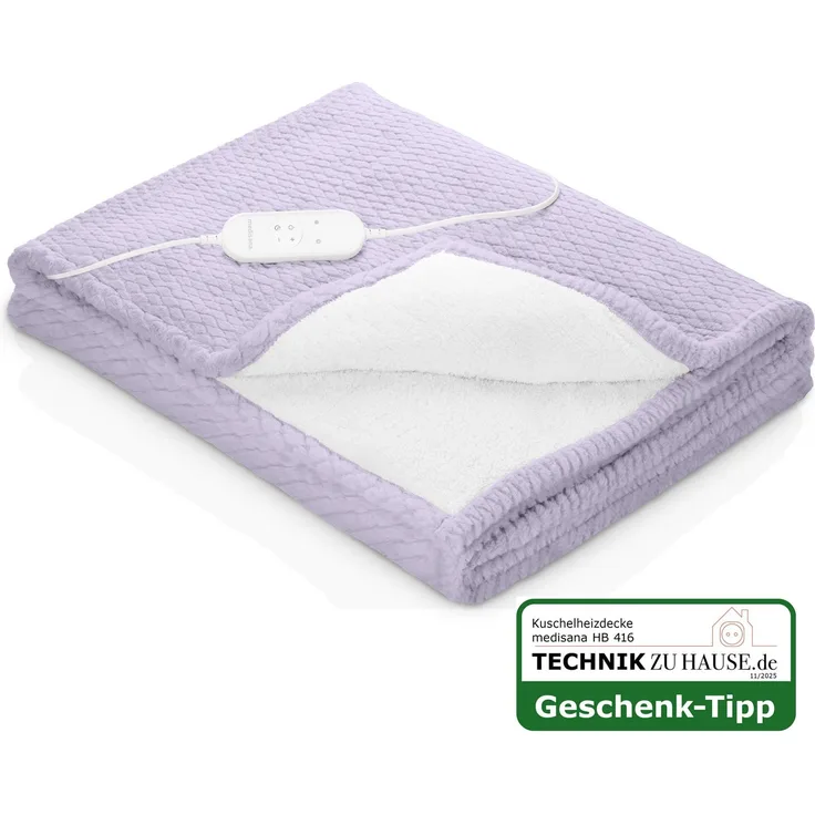Medisana HB 418, Heizdecke in zartlila, 180 x 130 cm, 120 Watt Leistung, für gemütliche Wärme