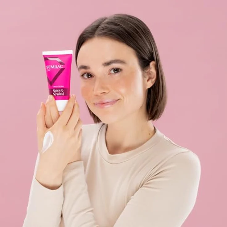 Semilac Care Spicy & Sensual Hand Cream 75 ml – Sinnlicher Duft mit Vanille & Amber, 96 % natürliche Inhaltsstoffe, schnell einziehend und nicht fettend – Bild 4