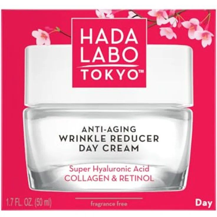 Hada Labo Tokyo Red Gesichtscreme, Anti Aging Tagescreme mit Retinol und Kollagen, 50ml für Damen ab 40