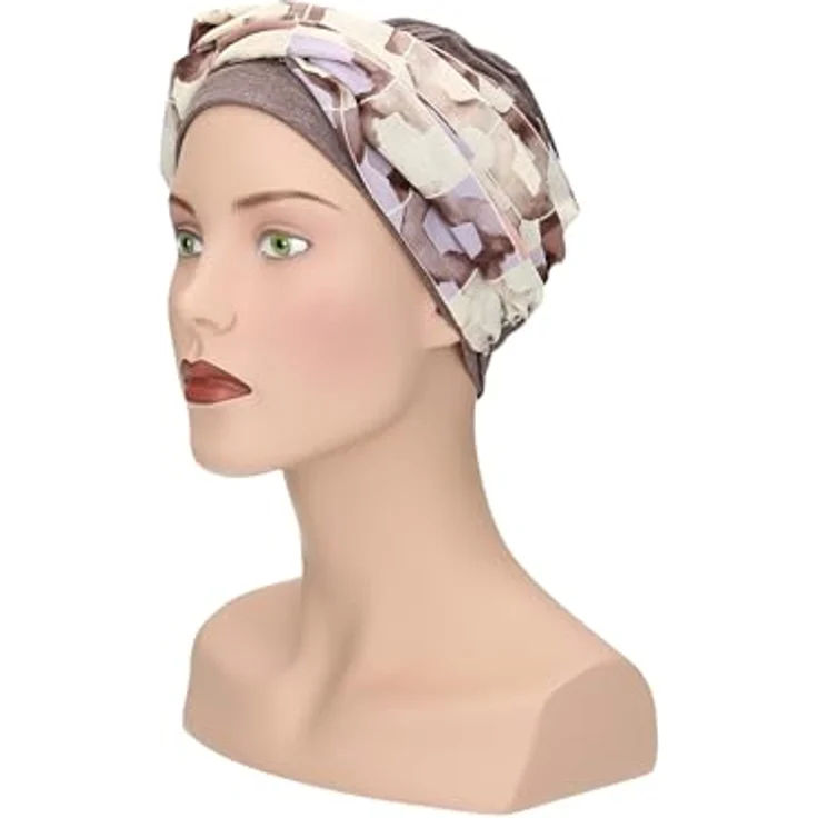 Lofty Turban Nora, stilvoller Damen-Turban aus 95 % Viskose und 5 % Elasthan, hautfreundlich und weich, ideal bei Haarausfall, modisches Muster – Bild 3
