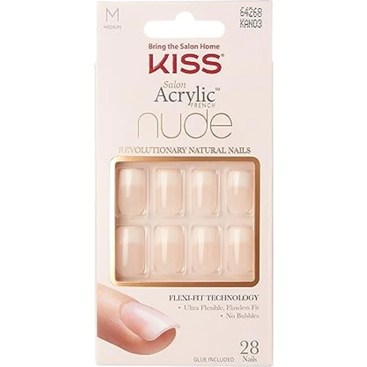 KISS Nude Nails Cashmere, künstliche Fingernägel in Medium, 28 Stück, inklusive Spezialkleber für professionelle Maniküre zuhause – Bild 1