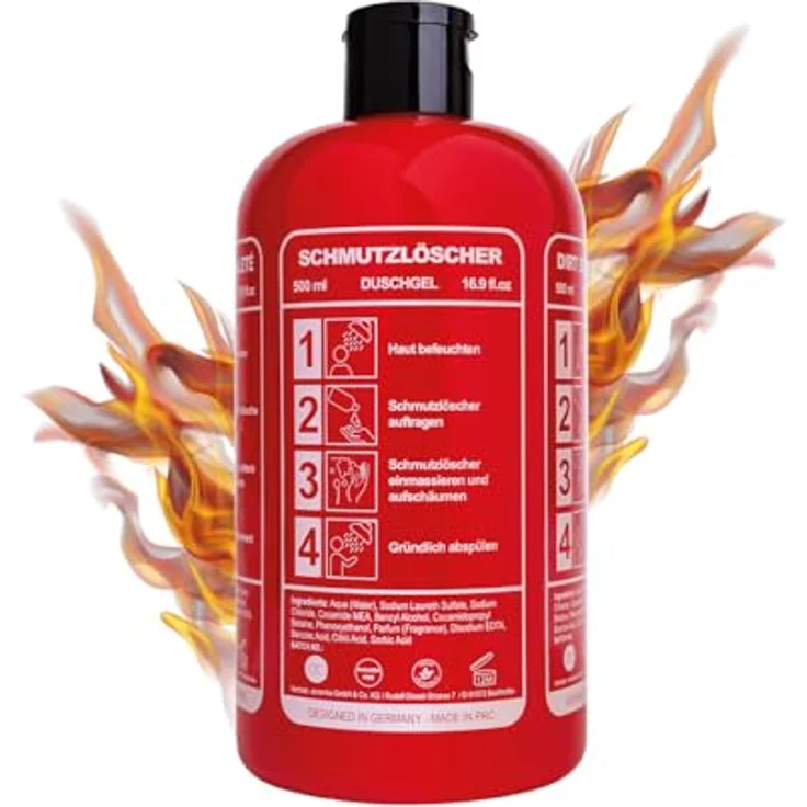 accentra Duschgel SCHMUTZLÖSCHER im Feuerlöscher-Design, 500 ml, Moschus Duft, originelles Geschenk für Männer und Feuerwehrfans – Bild 1