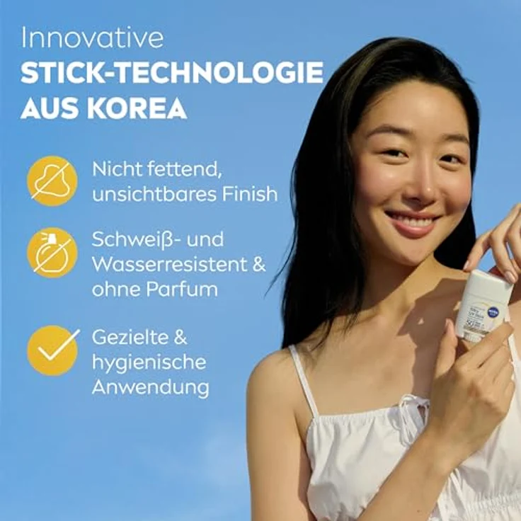 NIVEA SUN UV Stick LSF 50+, 15 g, ultraleichter Sonnenschutz mit koreanischer Stick-Technologie, wasserfest und parfümfrei, für alle Hauttypen – Bild 3