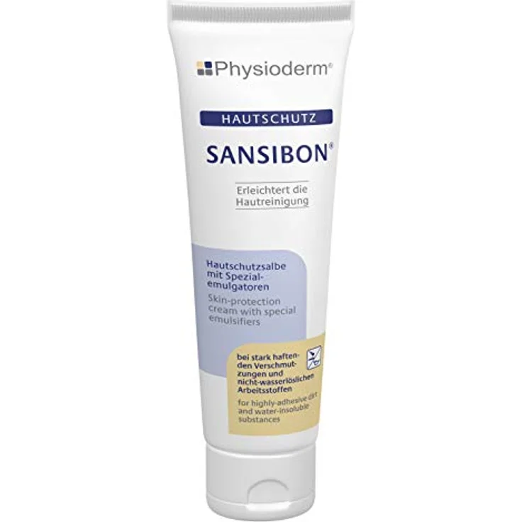 Physioderm SANSIBON Hautschutzcreme, Handcreme 100 ml, pH-neutral, silikonfrei, schnell einziehend, schützt vor nicht-wasserlöslichen Arbeitsstoffen – Bild 1