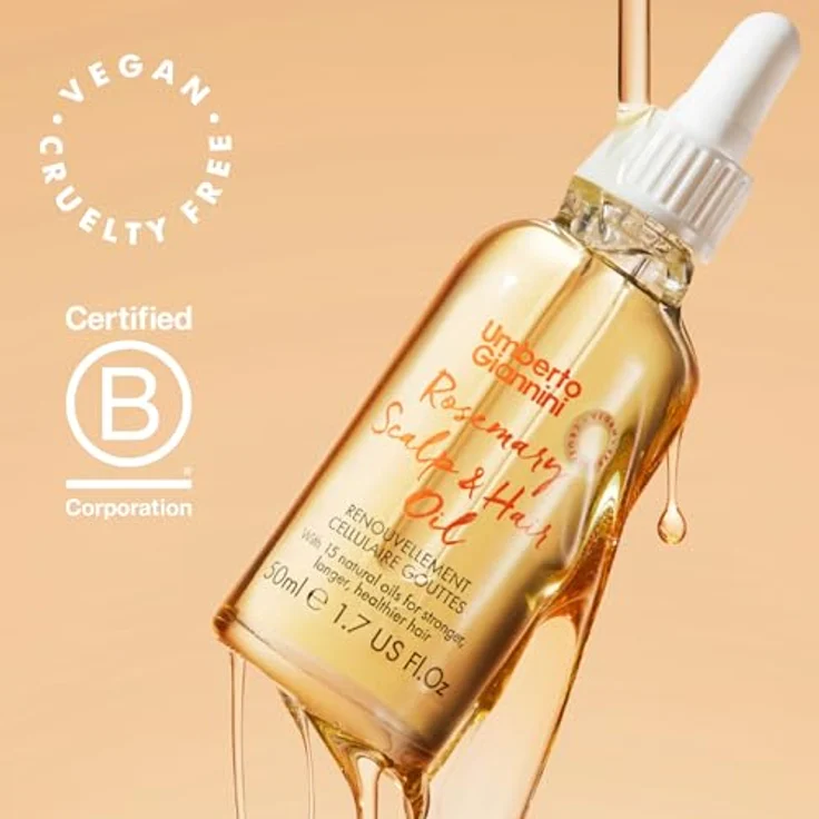 Umberto Giannini Rosemary Scalp & Hair Oil, 50ml Zitronenöl für Haarwachstum, Hitzeschutz und Kopfhautpflege, vegan und ohne Silikone – Bild 5