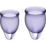 Satisfyer Feel Confident Menstrual Cup, Menstruationstasse Set mit 15 ml und 20 ml, umweltfreundliches Silikon in Purple
