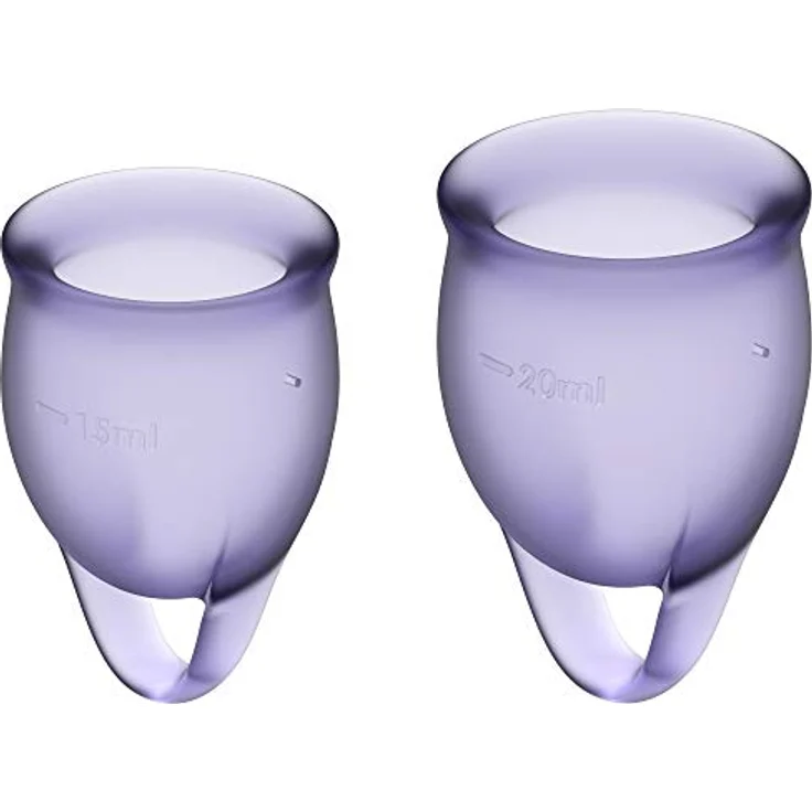 Satisfyer Feel Confident Menstrual Cup, Menstruationstasse Set mit 15 ml und 20 ml, umweltfreundliches Silikon in Purple – Bild 1