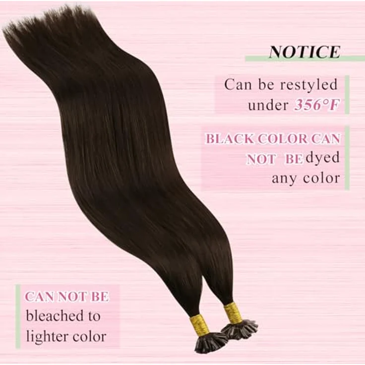 YoungSee U-Tip Bonding Extensions, Echthaar Dunkelbraun, 55 cm, 50g, Keratin-Haarverlängerung für Damen – Bild 5