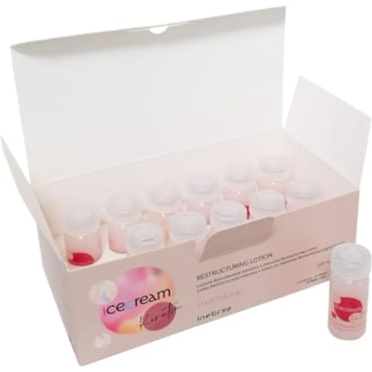 Inebrya Eiscreme Keratin Lozione Ristrutturante Intensiva 12x11ml, Haarkur ohne Silikone, SLES und SLS, 12er Pack