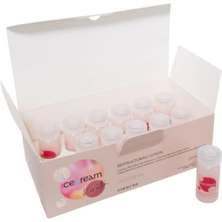 Inebrya Eiscreme Keratin Lozione Ristrutturante Intensiva 12x11ml, Haarkur ohne Silikone, SLES und SLS, 12er Pack – Bild 1