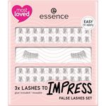 essence LASHES TO IMPRESS künstliche Wimpern vorteilhafte Packung, 3 St., Länger und voluminöser Effekt, mit Klebstoff