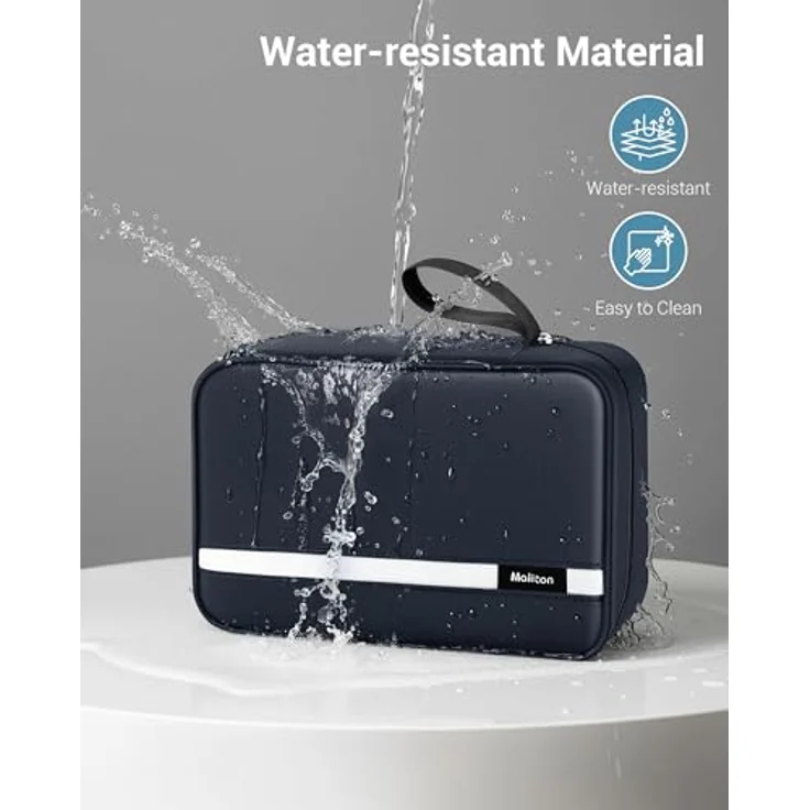 Maliton Kulturbeutel zum Aufhängen, wasserdicht, große Reisetasche mit 4 Fächern, faltbar und kompakt, navy blue – Bild 4
