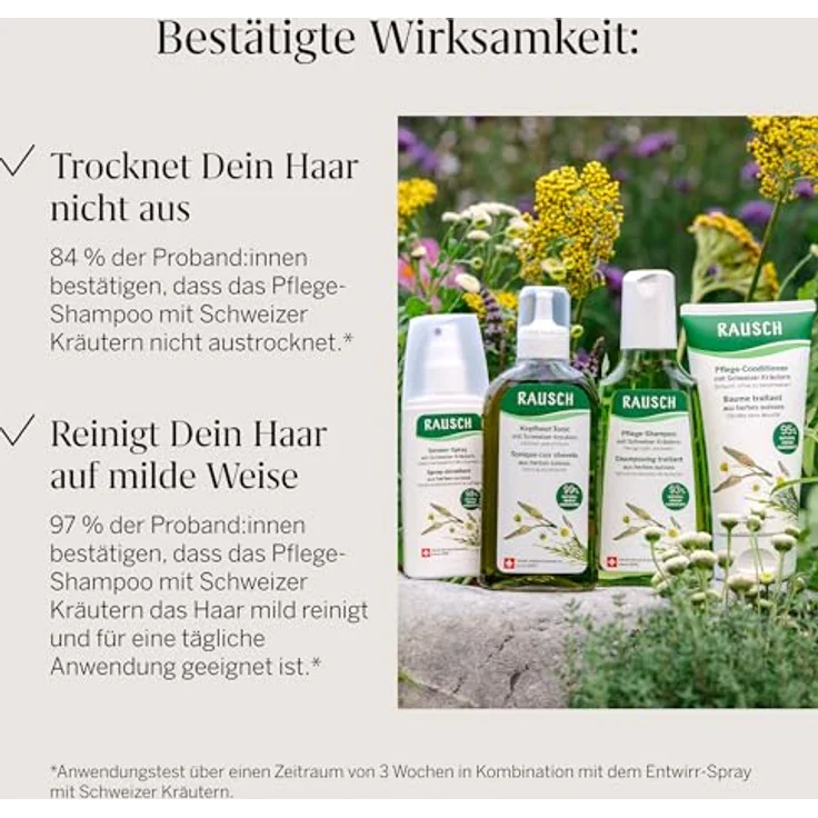 Rausch Pflege-Shampoo mit Schweizer Kräutern, 200 ml für gepflegtes Haar – Bild 8