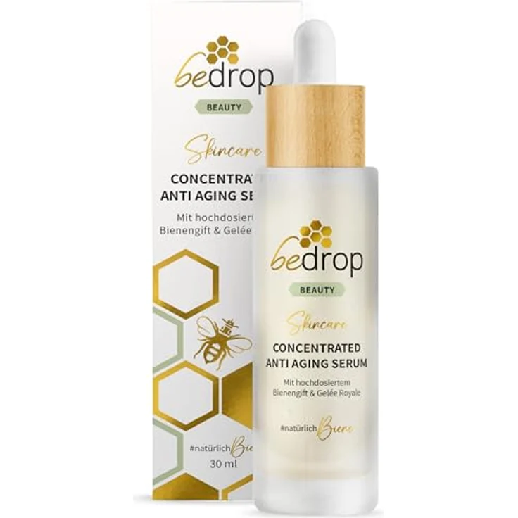 bedrop Concentrated Anti Aging Serum mit straffendem Bienengift, Gelée Royal, Hyaluron & Acetylglucosamin hochdosiert - Reine Imker Qualität - Augenpflege, natürliche Hautpflege aus dem Bienenstock - 30ml – Bild 1