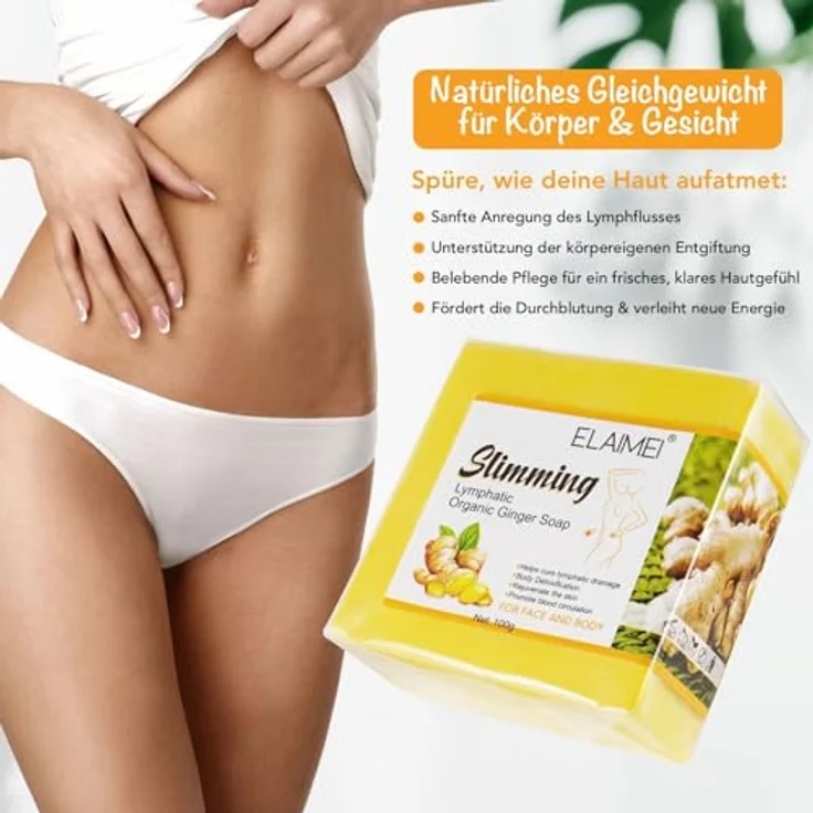 P-Beauty Ingwer Kojisäure-Seife, Naturseife mit Ingwer-Extrakt, Olivenöl & Sheabutter, 100g – Für glatte Haut, geeignet für Gesicht & Körper – Bild 5
