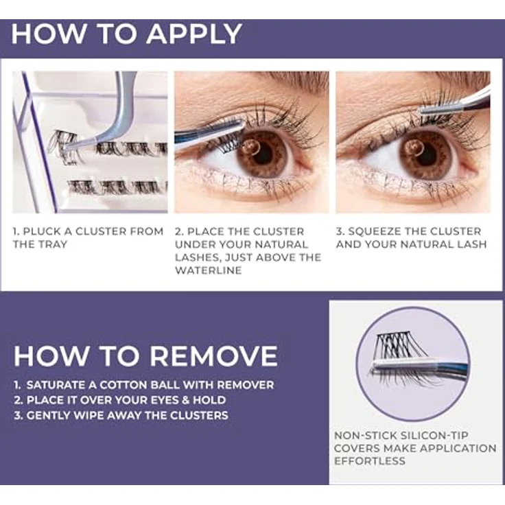 KISS imPRESS LongLasting, selbstklebende Wimpern (Büschel) 01, 20 St., natürlich wirkend und leicht – Bild 5