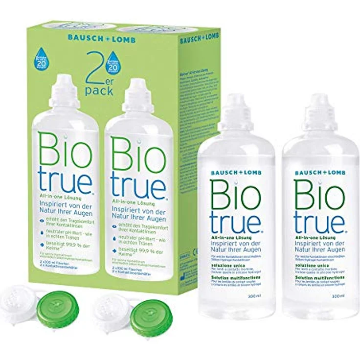 Bausch und Lomb Biotrue Kontaktlinsen-Pflegemittel Kombilösung weiche Kontaktlinsen, 2er Pack 2 x 300 ml All-in-One-Lösung zur Reinigung, Desinfektion & Aufbewahrung – Bild 2