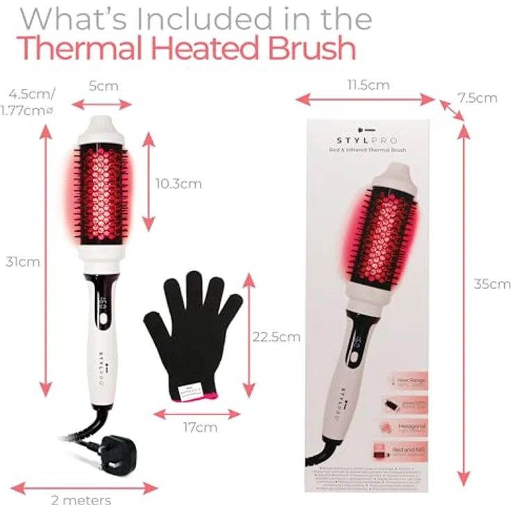 STYLPRO Red & Infrared Thermal Brush, Warmluftbürste mit Infrarot-Technologie und schlankem Design, rot – Bild 8