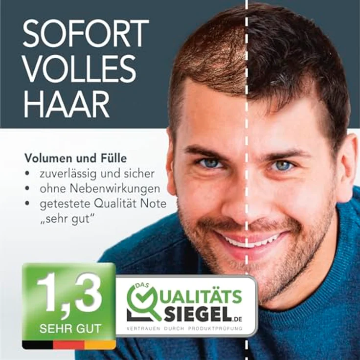 cover HAIR Premium Streuhaar 14g, Schütthaar zur Haarverdichtung in 100% Natürliches Mittelbraun, für authentischen Look bei Männern und Frauen – Bild 2