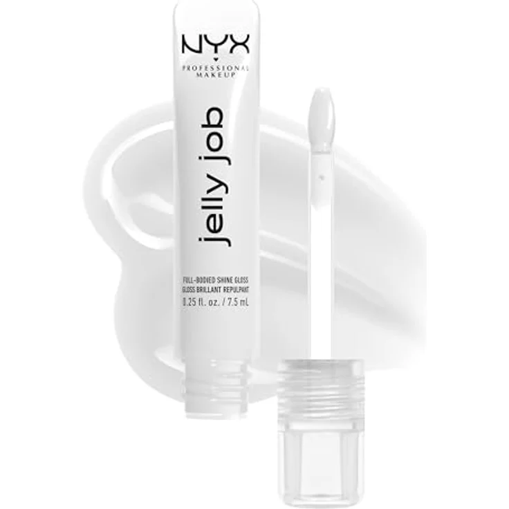 NYX Professional Makeup Jelly Job, leuchtender Lippenglanz mit vergrößerndem Effekt, Farbton Just Jelly, 7.5 ml – Bild 1