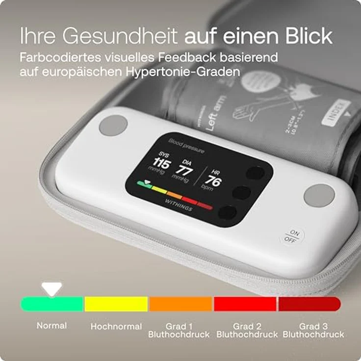 Withings BPM Vision, Blutdruckmessgerät mit 1-Kanal-EKG, 2,8-Zoll-Farbdisplay, Wi-Fi und Bluetooth Synchronisierung, geeignet für Armumfänge 22-42 cm – Bild 5