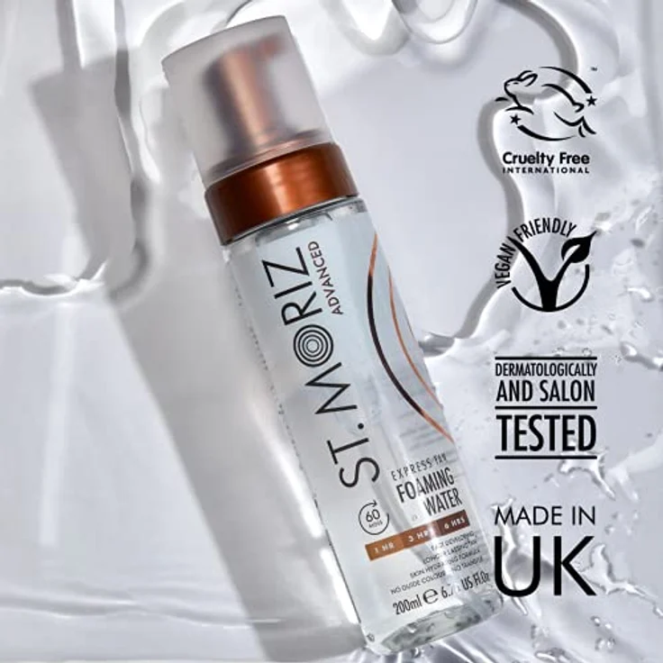 St Moriz Advanced Express Tan Clear Foaming Water | Express Clear Fake Tan Mousse | 1 Stunde für leichtes Leuchten, 3 Stunden für mittleres Leuchten, 6 Stunden für tiefes Leuchten | 200 ml – Bild 3