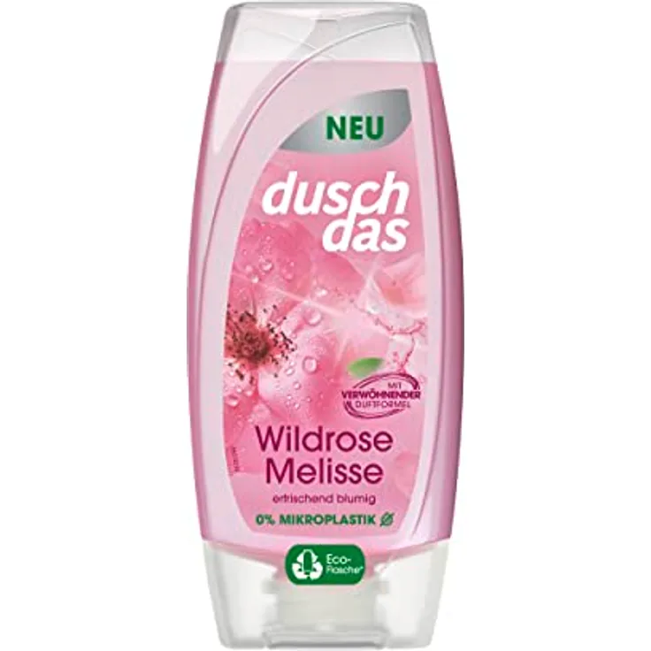 Duschdas Duschgel Wildrose Melisse, 225 ml, biologisch abbaubare Formel, dermatologisch getestet