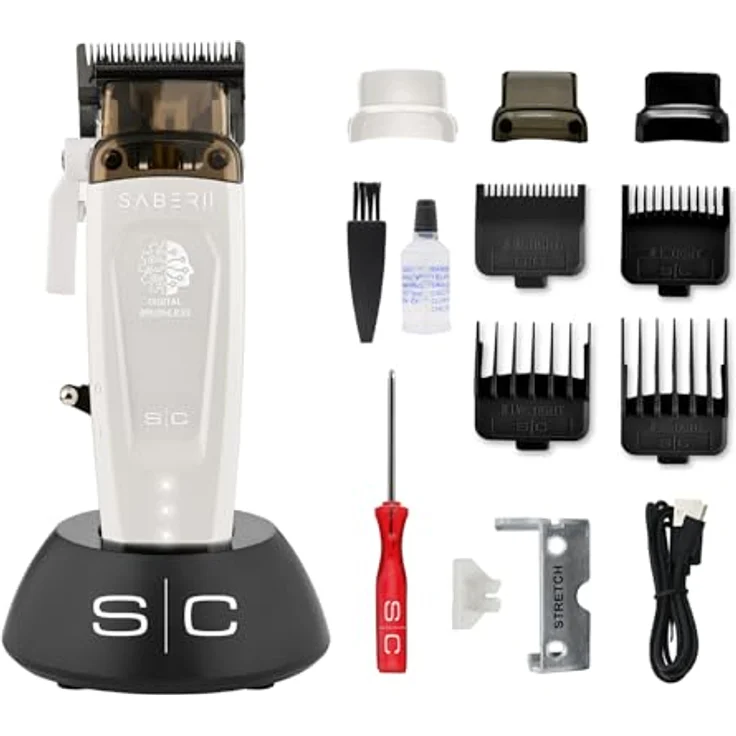 Stylecraft Saber 2.0 Professioneller Clippert, Herren-Haarschneider mit bürstenlosem EON-Motor, verstellbarer Klinge, 120 Minuten kabellose Laufzeit, Metallgehäuse, USB-Kabel Typ C (weiß) – Bild 1
