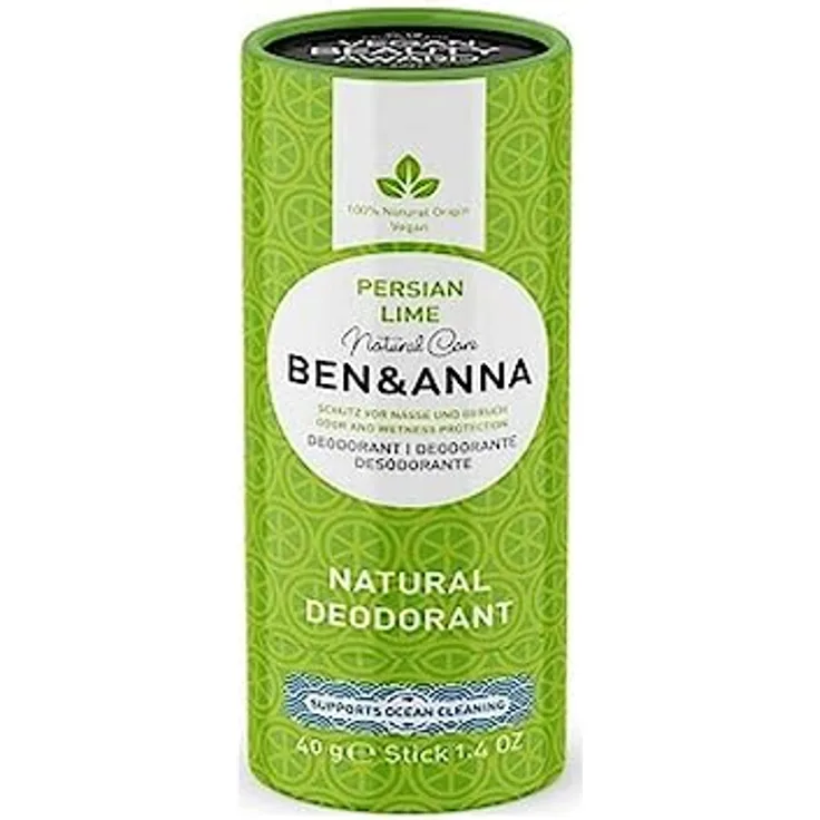 BEN&ANNA veganes Papertube Deo PERSIAN LIME | zertifizierte Naturkosmetik Deocreme | plastikfreies Deodorant 40g