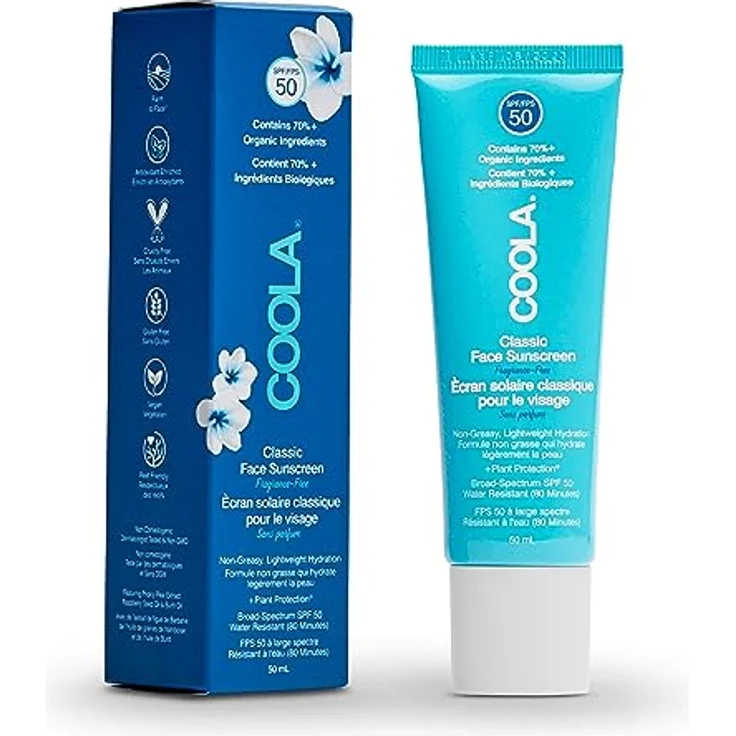 Coola Classic Face Sunscreen Lotion SPF 50 - Fragrance-Free - 50ml - UVA/UVB-Schutz, 80 Minuten wasserfest, 70%+ organische Inhaltsstoffe – Bild 2