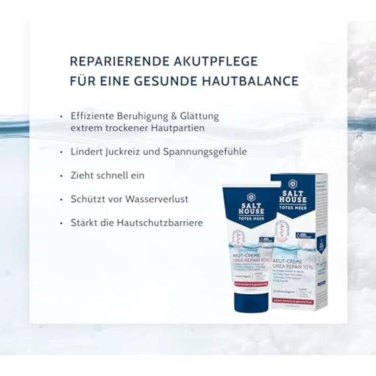 Salthouse Totes Meer Therapie Akut-Creme Urea Repair 10%, feuchtigkeitsspendende Körperpflege für extrem trockene Haut, 100ml – Bild 5