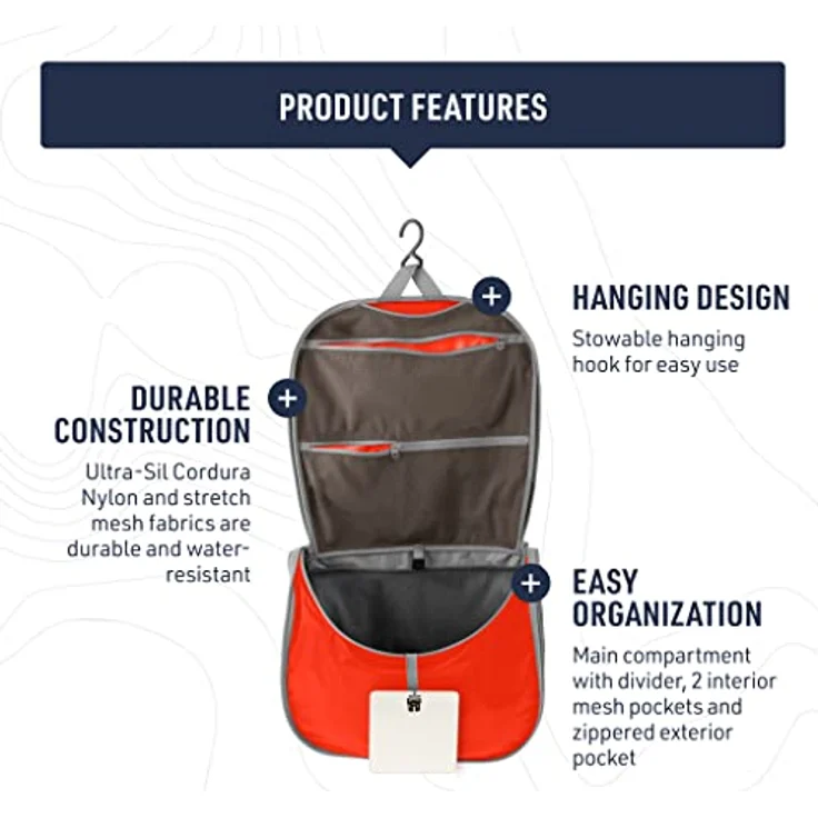 Sea to Summit TravellingLight Hanging Toiletry Bag, Travel Organizer for Men and Women, Small, Spicy Orange – Bild 4
