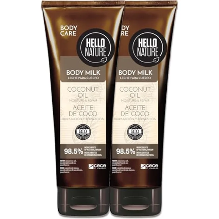 P-Beauty Naturkosmetik Body Milk Lotion mit BIO Kokosöl, 2x250ml - Feuchtigkeitscreme mit Mandelöl & Panthenol, vegane Hautpflege ohne Silikone & Parabene für sehr trockene Haut
