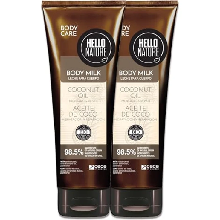 P-Beauty Naturkosmetik Body Milk Lotion mit BIO Kokosöl, 2x250ml - Feuchtigkeitscreme mit Mandelöl & Panthenol, vegane Hautpflege ohne Silikone & Parabene für sehr trockene Haut – Bild 1
