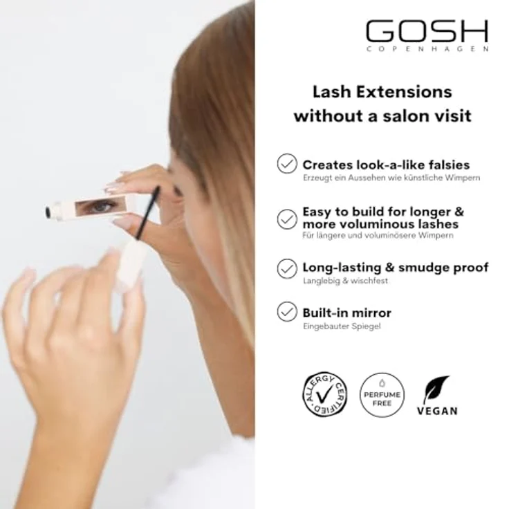 Gosh Lash Extension Wimperntusche, 7 ml, für Länge & Volumen, schwarz – Bild 2